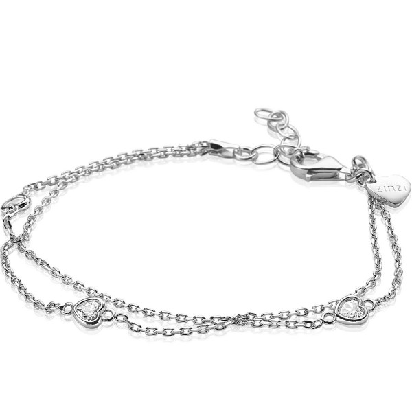 ZINZI Zilveren Armband ZIA1721 Dubbel Hart Wit