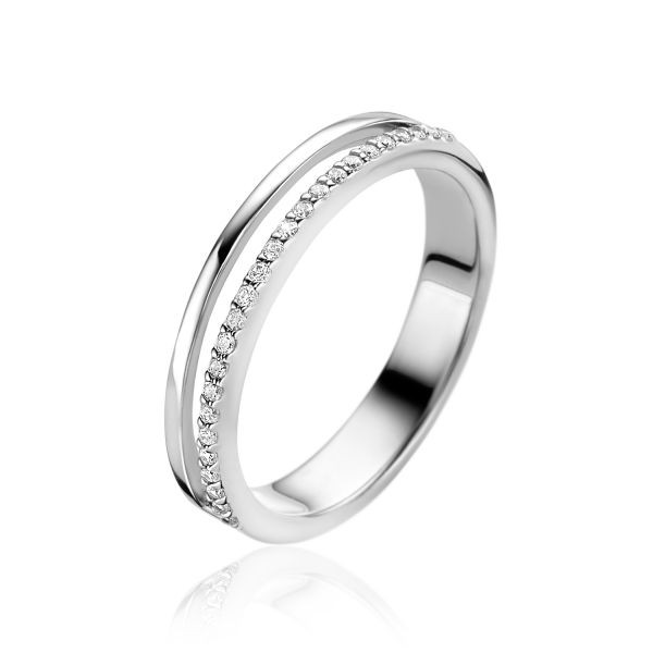 Zinzi Zilverkleurige multi-look ring waarbij 1 ring is bezet met witte zirconia's ZIR2452-58