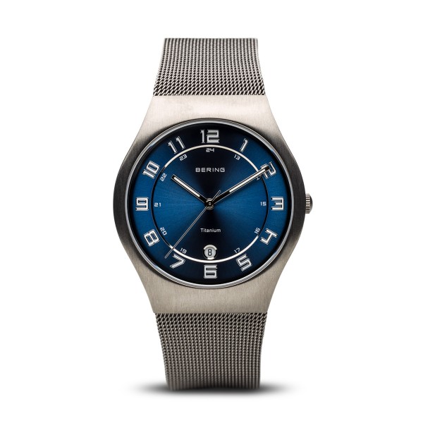 Bering - Classic 11937-078 Herenhorloge - Zilverkleurig/Blauw