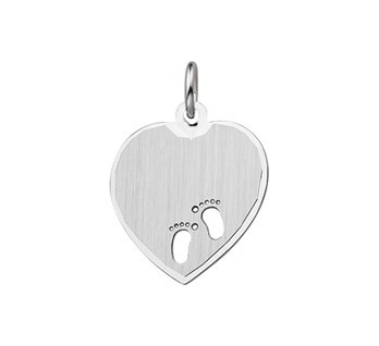 Graveerhartje met voetjes - zilver