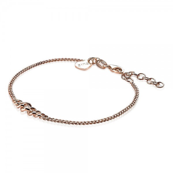 Zinzi - Zilveren Armband ZIA1259R Rosékleurig Gourmetschakel