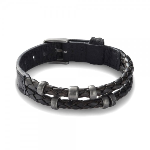 Fossil - Mens Vintage Casual Armband JF85460040 Zwart Leer