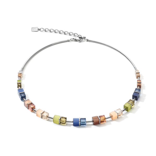 Coeur de Lion - Collier GeoCube 5020100750 Blauw-Bruin-Olijf