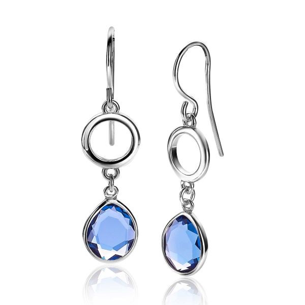 Zinzi - Zilveren Oorhangers ZIO2000 Peervormig Blauw