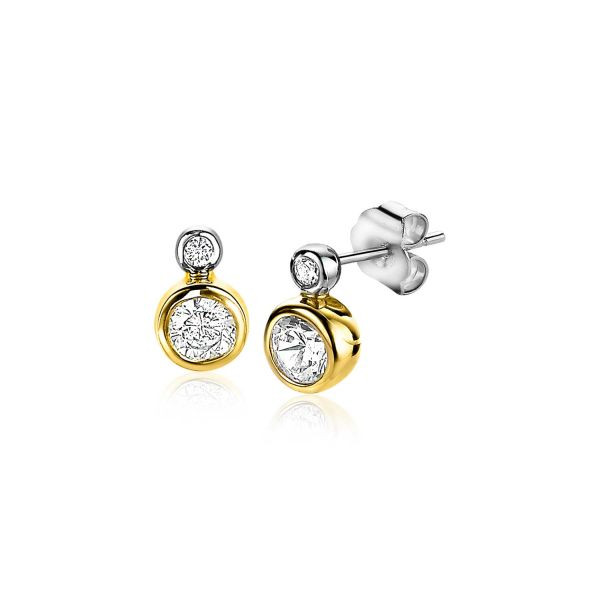 Zinzi - Zilveren Oorknopjes ZIO2146 Zirkonia - 14K Geel verguld