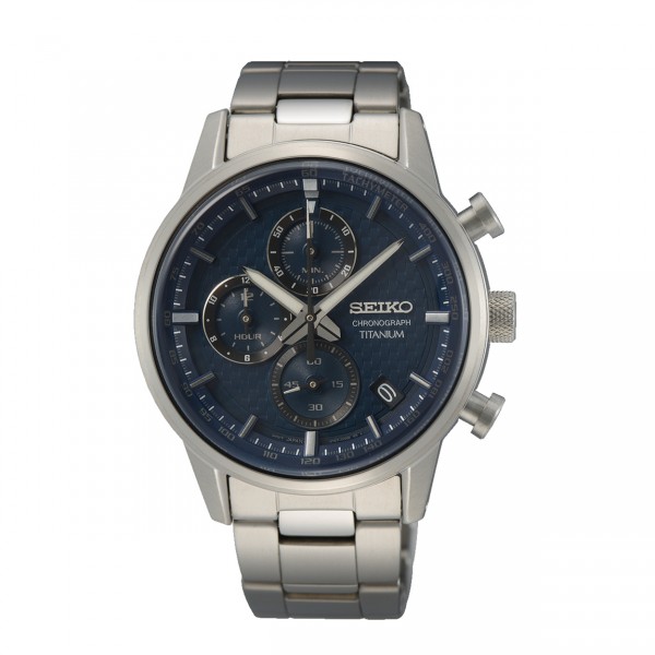 Sieko - Chronograaf SSB387P1 Herenhorloge - Zilverkleurig/ Blauw