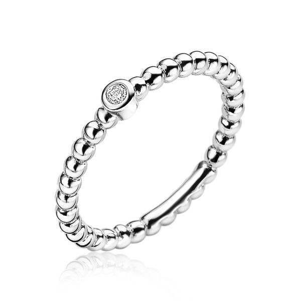 Zinzi - Zilveren Ring ZIR1672-54 Zirkonia met Bolletjes
