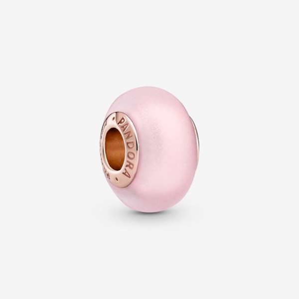 Pandora - Zilveren Bedel 789421C00 Mat Roze Murano Glas