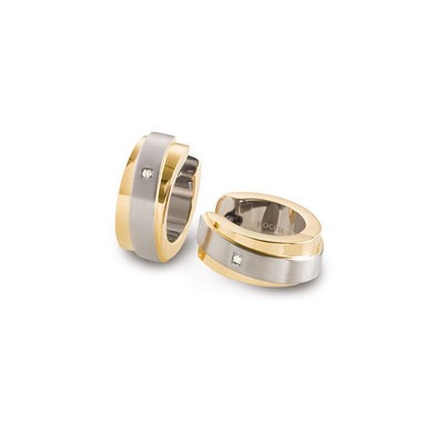 Boccia - Titanium Clap Creolen 0560-07 Goudkleurig met Diamant