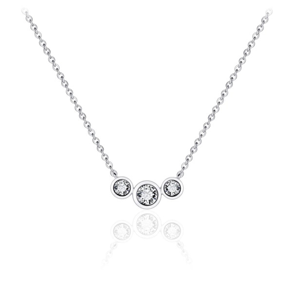 Zilveren Collier 3 Zirkonia's 42+5cm N1040