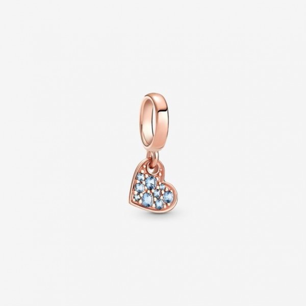 Pandora - Zilveren Bedel 789404C01 Rosékleurig - Licht Blauw Pavé Hart