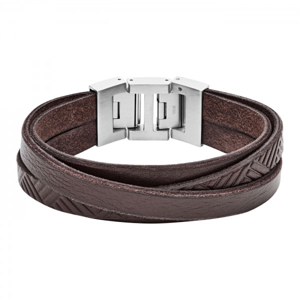 Fossil Vintage Casual Heren Armband JF02999040 RVS Leder