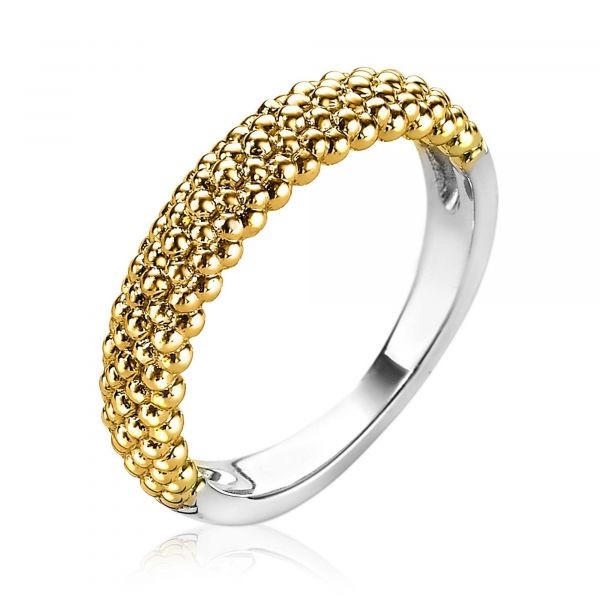 Zinzi - Zilveren Ring ZIR1968G-56 Goudkleurige Bolletjes