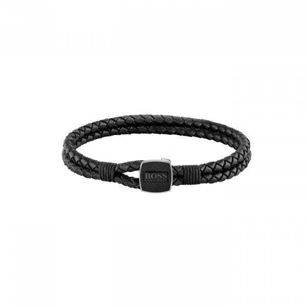 Hugo Boss - Leren Armband Zwart - HBJ1580047M