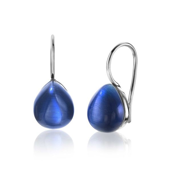Zinzi - Zilveren Oorhangers ZIO1934B Blauwe kleursteen