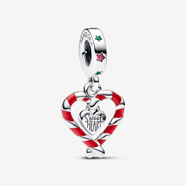 Pandora Dubbele Zuurstok Hart Kerst Hangende Bedel 792822C01