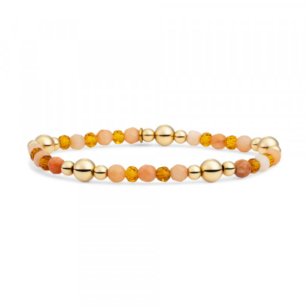 Sparkling Jewels - Mix Armband BLK02G-G32-G38 Peach Rhodonite & Citrine Quartz