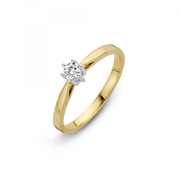 Briljant - Classico Geelgouden Damesring 0,05crt Diamant