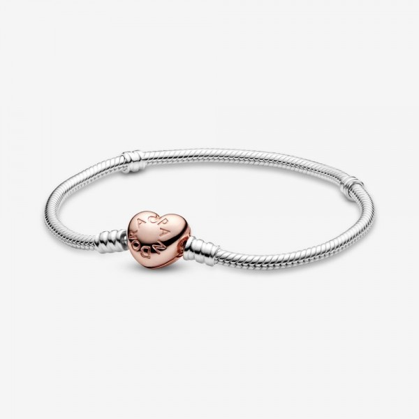 Pandora Zilveren Armband 580719 19cm Rosékleurig Hartsluiting