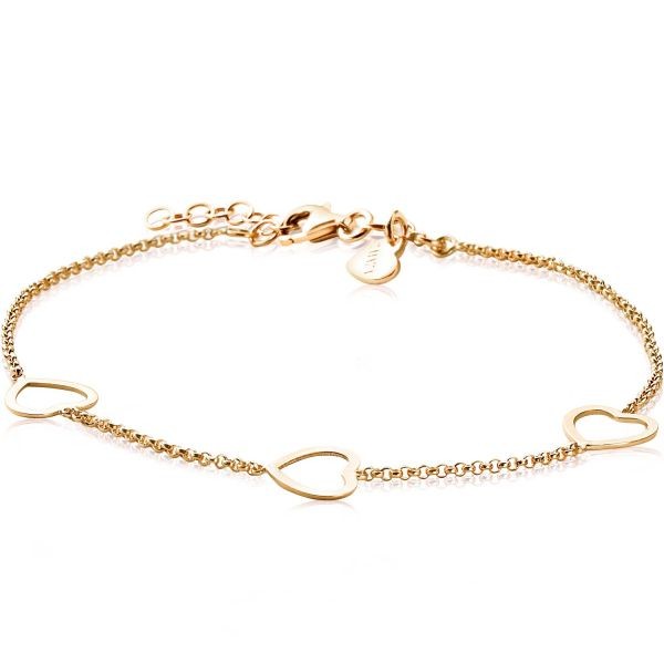 Zinzi - Zilveren Armband Geel verguld ZIA1188G Open Hartjes