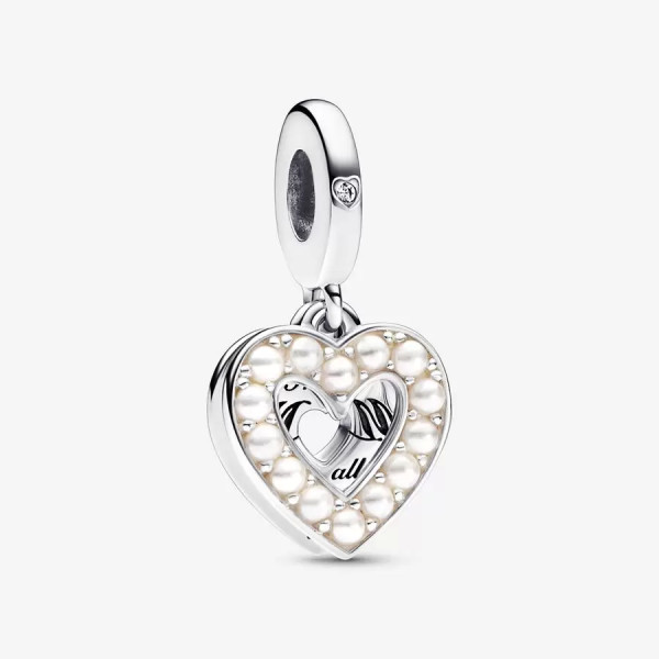 Pandora Parelmoer Wit Hart dubbele hangende bedel 792649C01