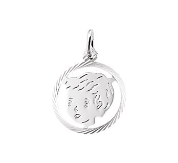 Kinderkopje Jongen in rand - ZILVER - 16mm