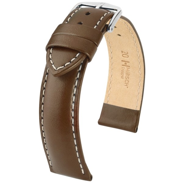 Hirsch horlogeband - TROOPER bruin leer 24mm