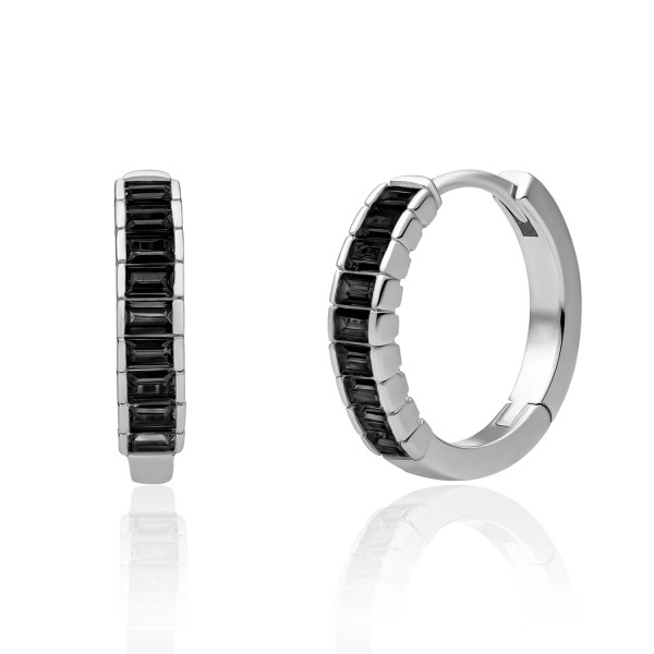 Sparkling Jewels Baguette Creolen Zwart EAS23-CZ02