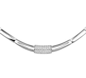 Zilveren Collier (shoker) 42 + 3cm Zirkonia