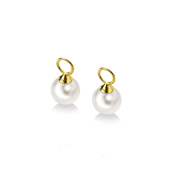 ZINZI 14 karaat gouden creoolhangers parel wit ZGCH144