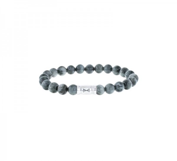 Aze Jewels - Armband AZ-BS016-A-190 Gladde Eagle Eye beads - Grijs