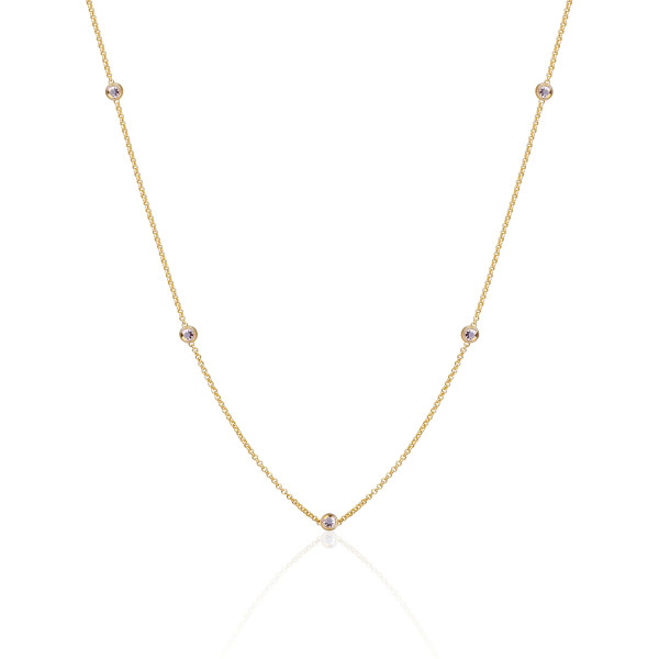Sparkling Jewels Goudkleurige Ankerketting met CZ Beads SN-CBG-CZ01