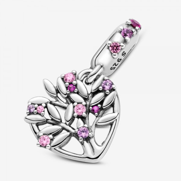 Pandora - Zilveren People Bedel 799153C01 Pink Heart Family Tree
