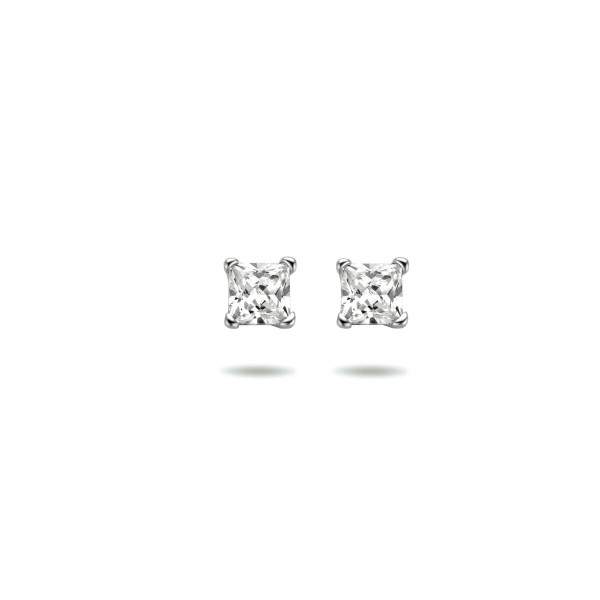 Oorknoppen Zilver Zirkonia Vierkant 4mm