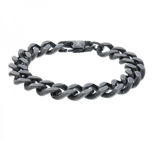 Aze Jewels - Stalen Armband AZ-BM001-C-195 Gourmet Full Flat - Antiek Grijs