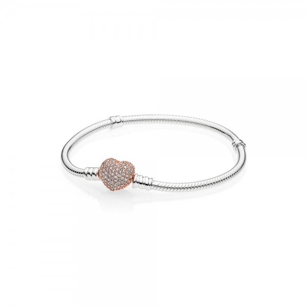 Pandora Moments - Armband Rosékleurig Hart Zirkonia's 586292CZ-20