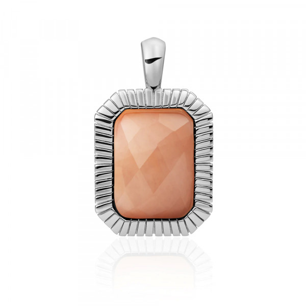 Sparkling Jewels - Zilveren Hanger SP23-G32 Baguette Peach Rhodonite
