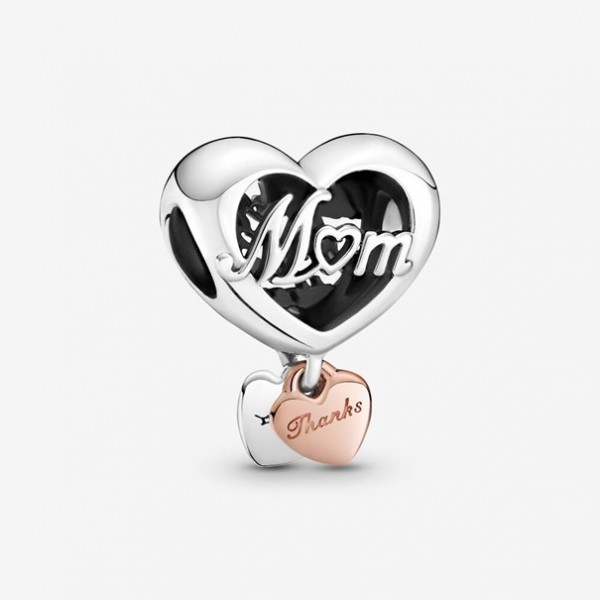 Pandora - Zilveren Bedel 789372C00 Thank you mum Hart
