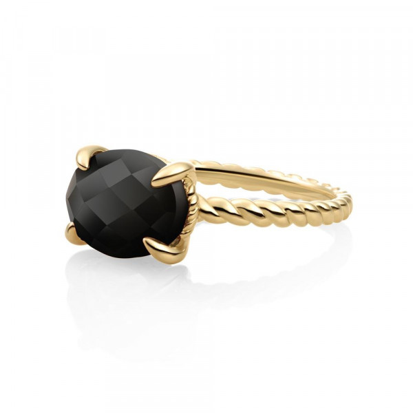 Sparkling Jewels - Gouden Ring SRIG03-G07-56 Twist Onyx