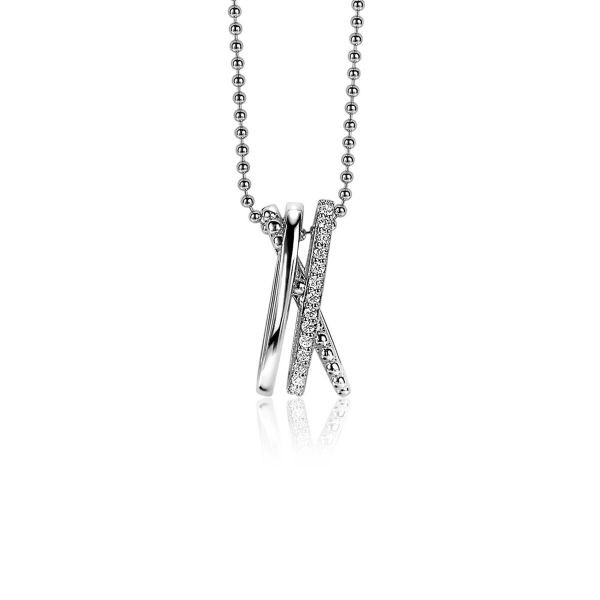 Ziniz - Zilveren Hanger ZIH2141 Luxe Cross-over