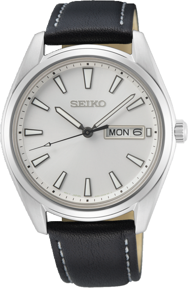 Seiko - Herenhorloge SUR447P1 Zilverkleurig - Zwart Leer