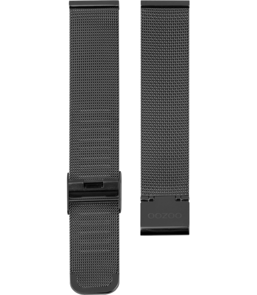 OOZOO horlogeband Milanees-Mesh edelstaal titaniumkleurig 12mm
