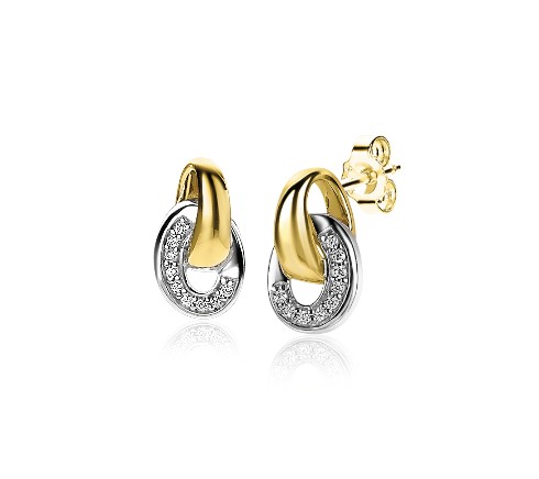 Zinzi - Zilveren Oorknopjes ZIO2191 Bicolor - Zirkonia