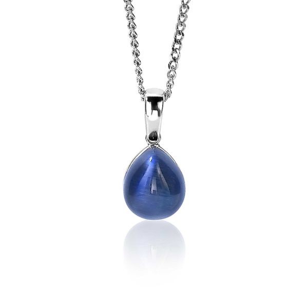 Zinzi - Zilveren Hanger ZIH1934B Peervormig Blauw