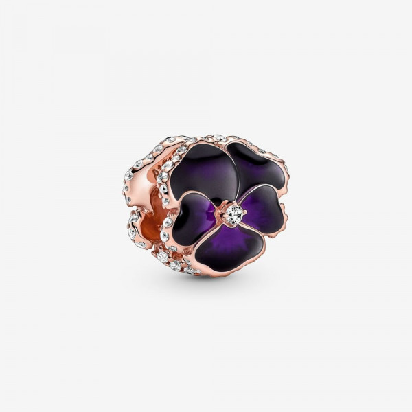 Pandora - Zilveren Bedel 780777C01 14K Roségoud Vergulde Viool - Dieppaars