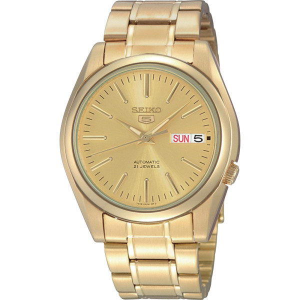 SEIKO Goudkleurige Automatische Heren Horloge met Dag en Datum SNKL48K1