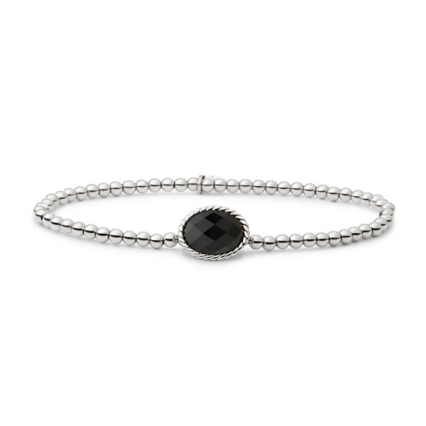 Sparkling Jewels - Zilveren Armband SB-S-3MM-TG07 Onyx Twist