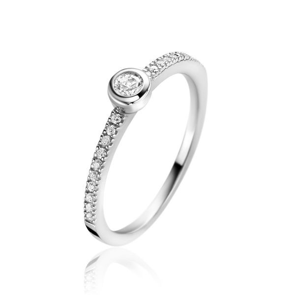 Zinzi Zilverkleurige Luxe Aanschuifring bezet met Witte Zirconia's ZIR2422-54