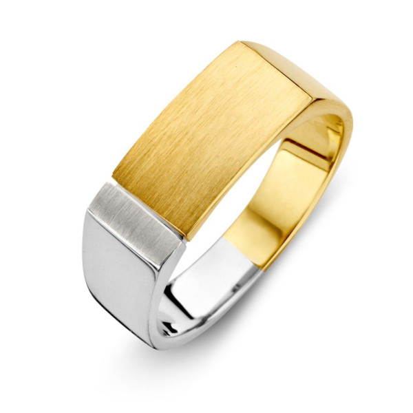 Herenring bi-color 14karaat goud