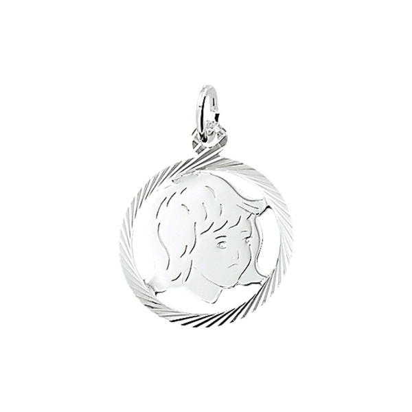 Kinderkopje Meisje in rand - ZILVER - 19mm